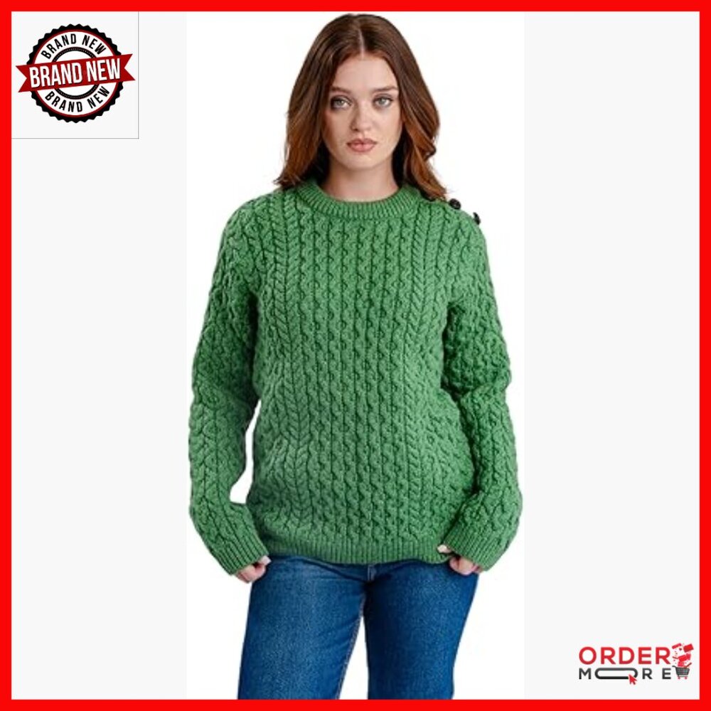 100% Merino Wool Side Button Pullover Sweater Cre… - image 1